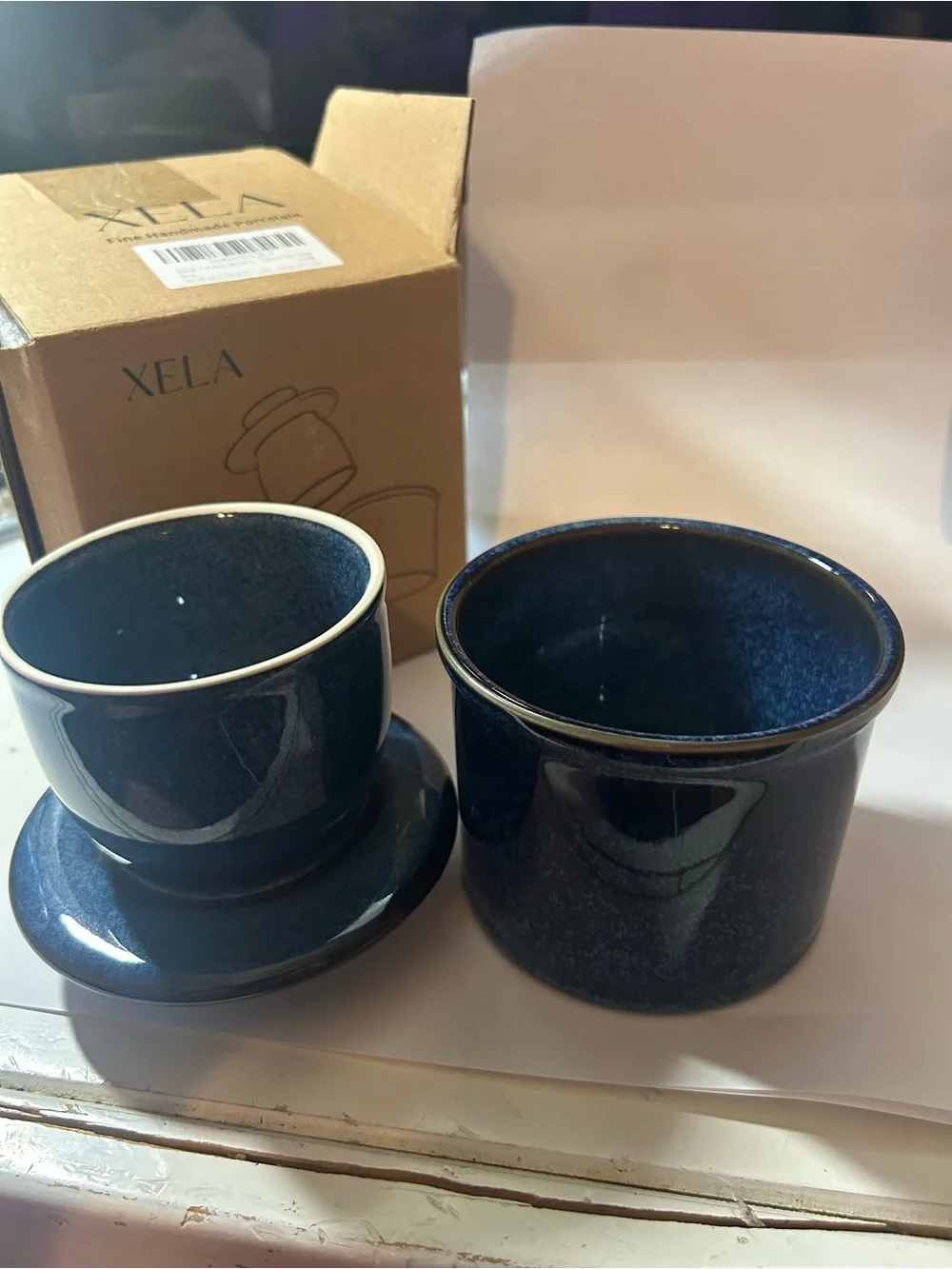 Xela butter bell.  Butter crock. Blue / Brown NEW